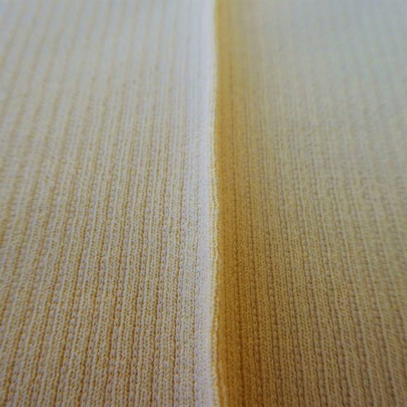 30W Vintage 70s Pants Yellow Ribbed Double Knit Polyester Pull On Front Crease - Picture 6 of 7